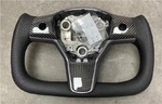 Руль Yoke Tesla Model 3/Y 2018-2021 кожа/глянцевый карбон с подогревом YSW-05
