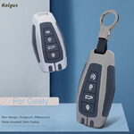 Брелок ключа метал/силикон Geely Coolray / Monjaro графит / хром